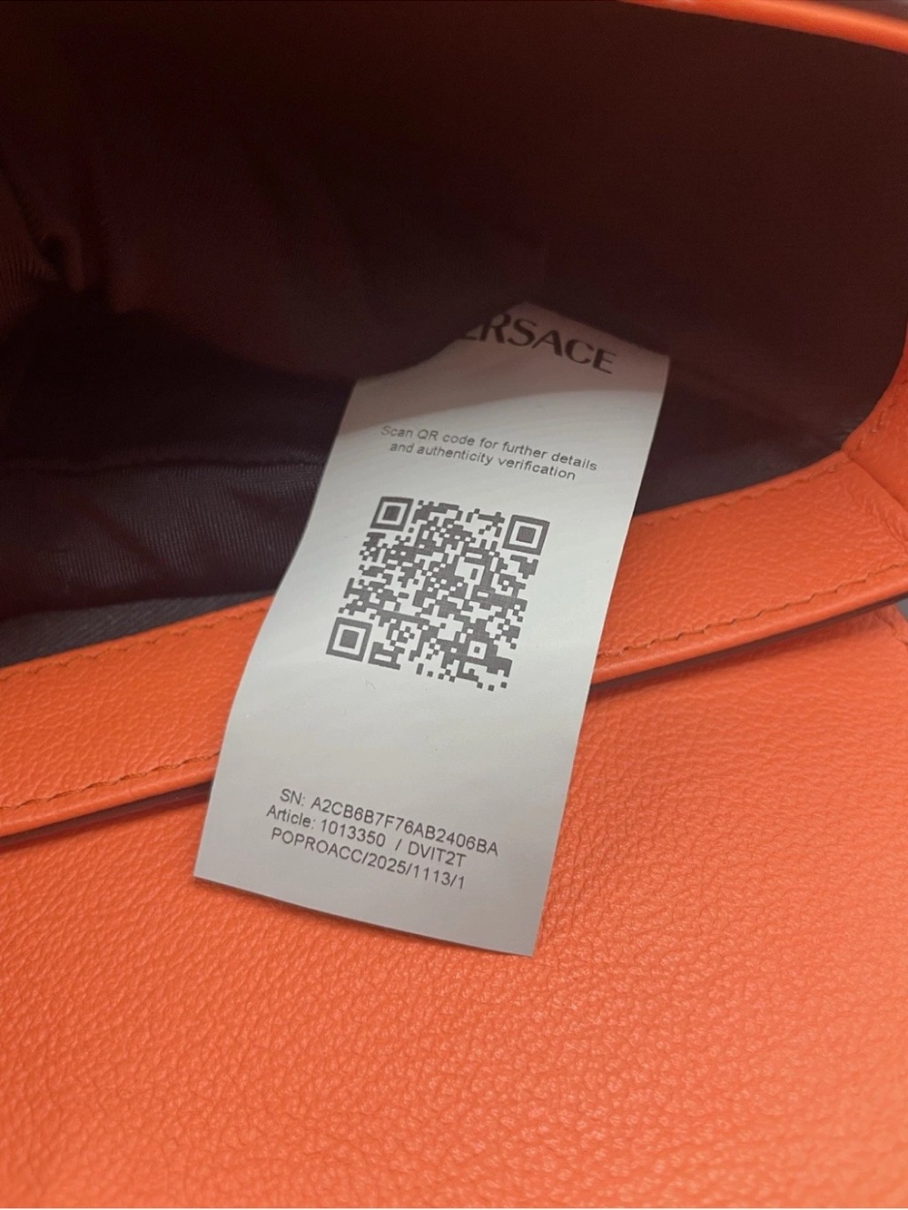Versace Orange Pebbled Leather Crossbody Bag with Medusa - Picture 12 of 13